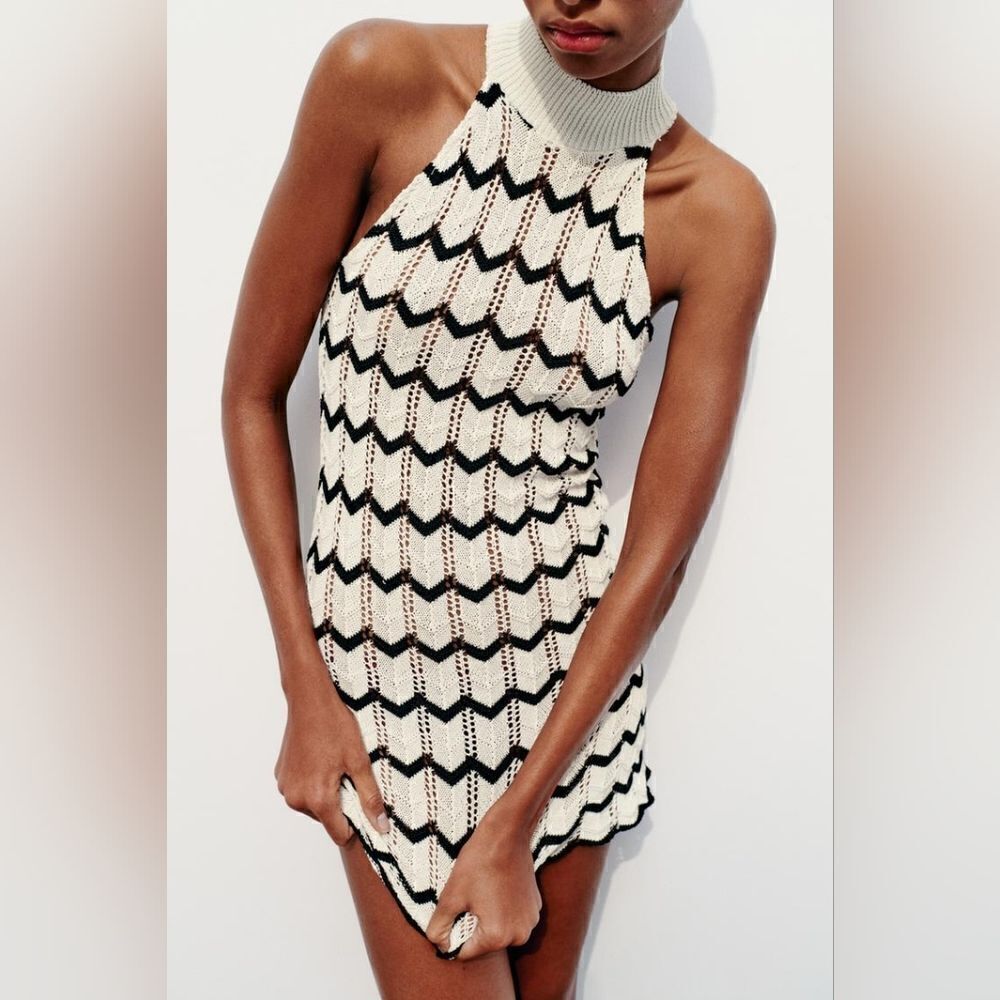 ZARA STRIPED KNIT MINI DRESS - Picture 10 of 16